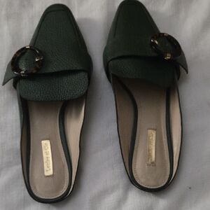 Louise et Cie Dark Green Loafers with Tortoise Accent